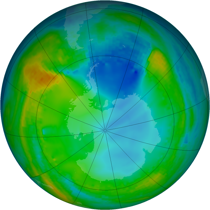 Antarctic ozone map for 18 July 2004